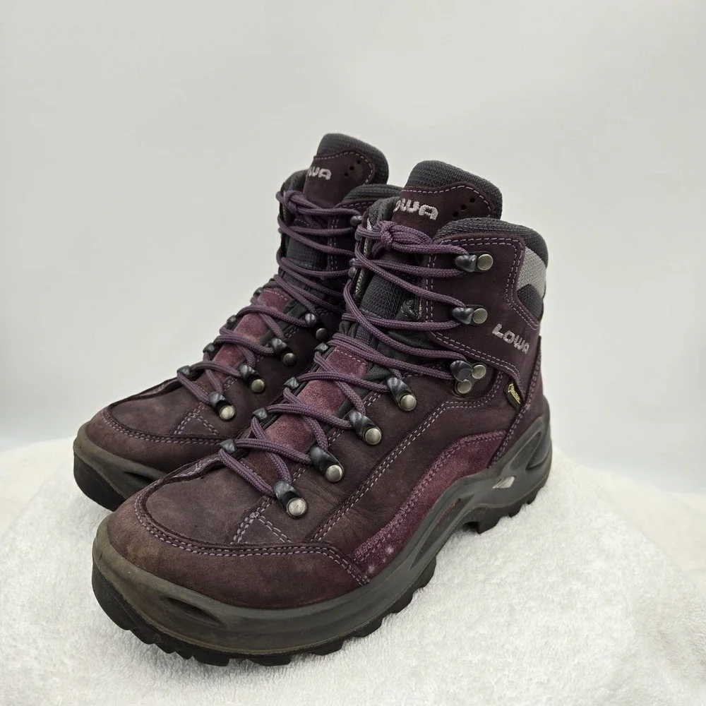 Lowa Women's Size 6 Renegade GTX Mid Gore-Tex Vibram Hiking Boot Purple Outdoor